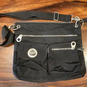 Baggallini  black Nylon Crossbody Bag with Silver Accents